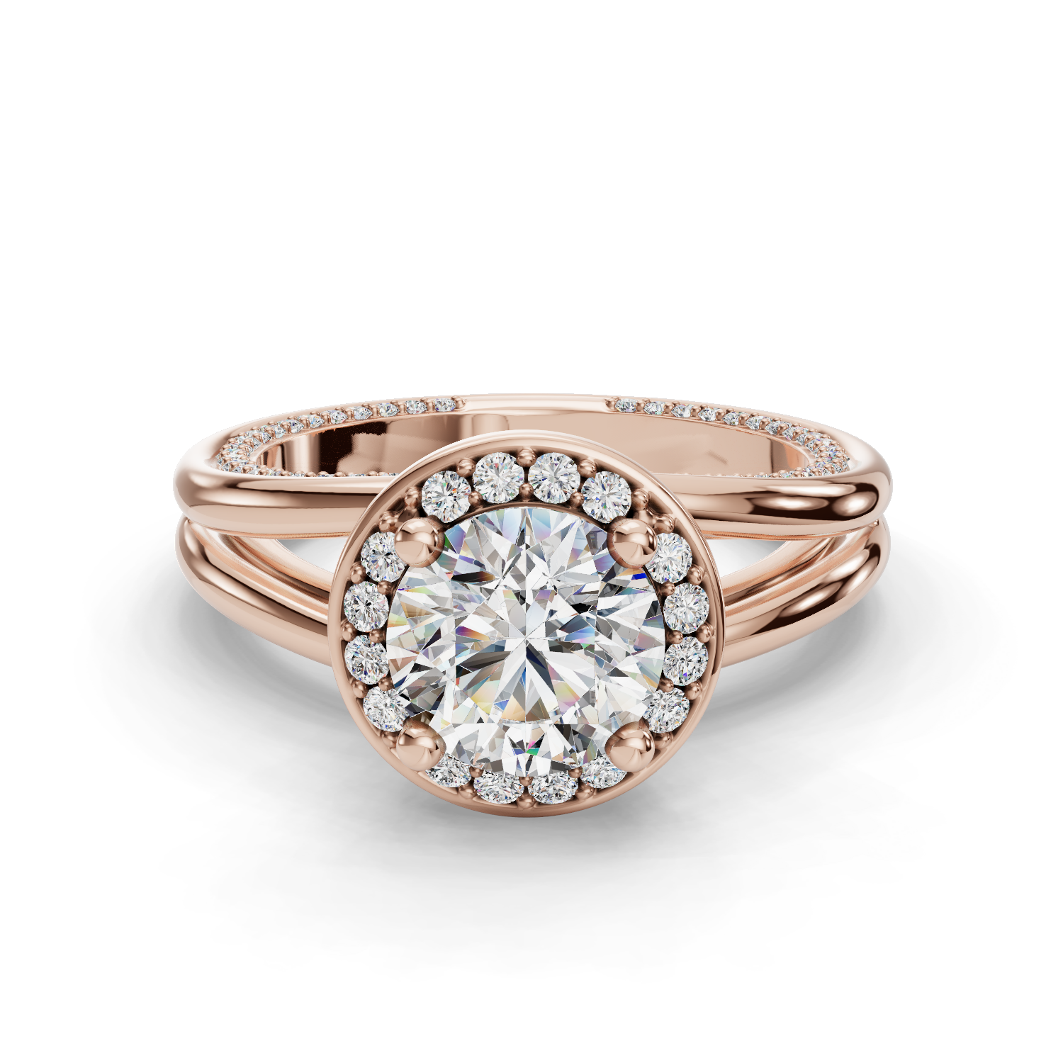 Crowned Pearl Halo Engagement Ring