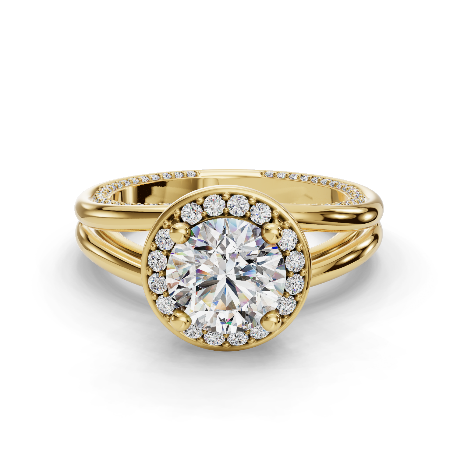 Crowned Pearl Halo Engagement Ring