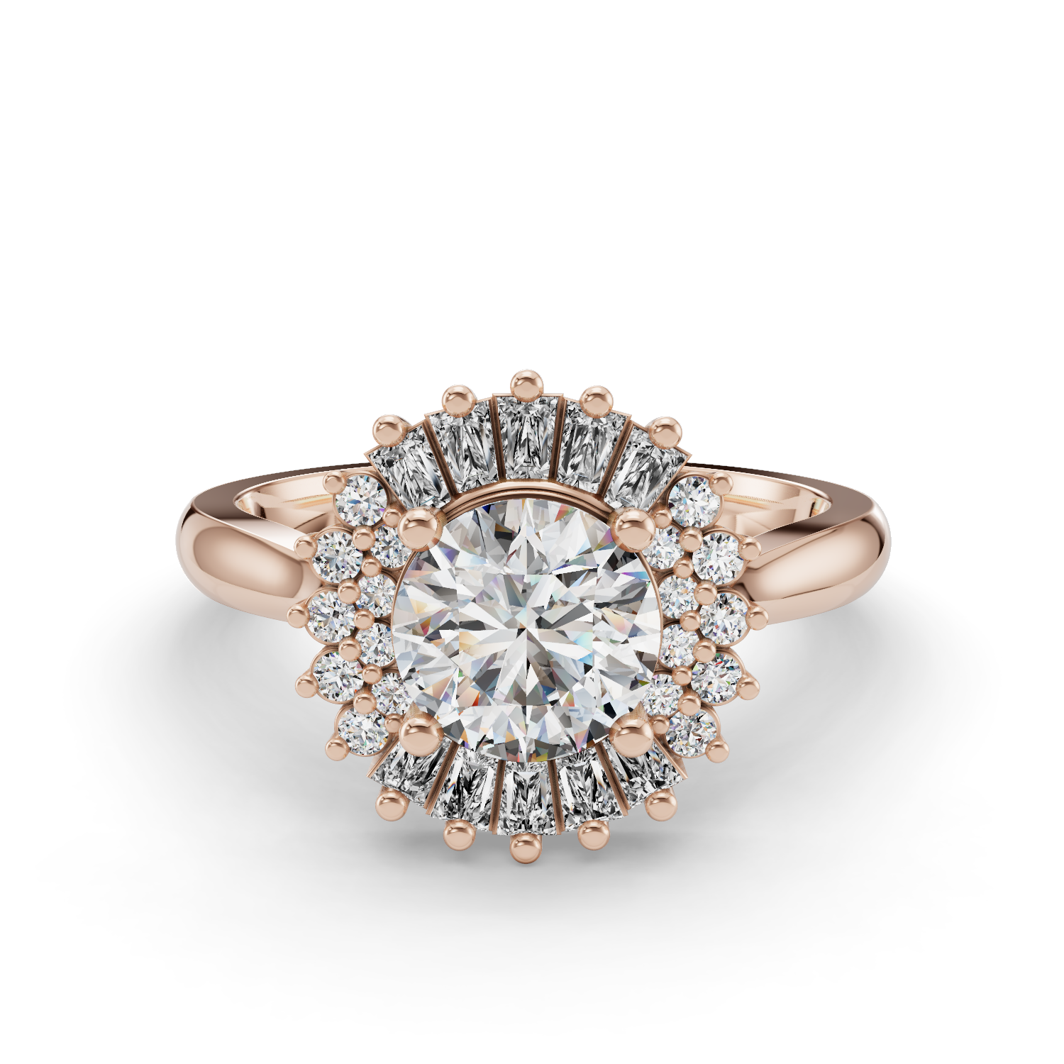 Amber Halo Engagement Ring