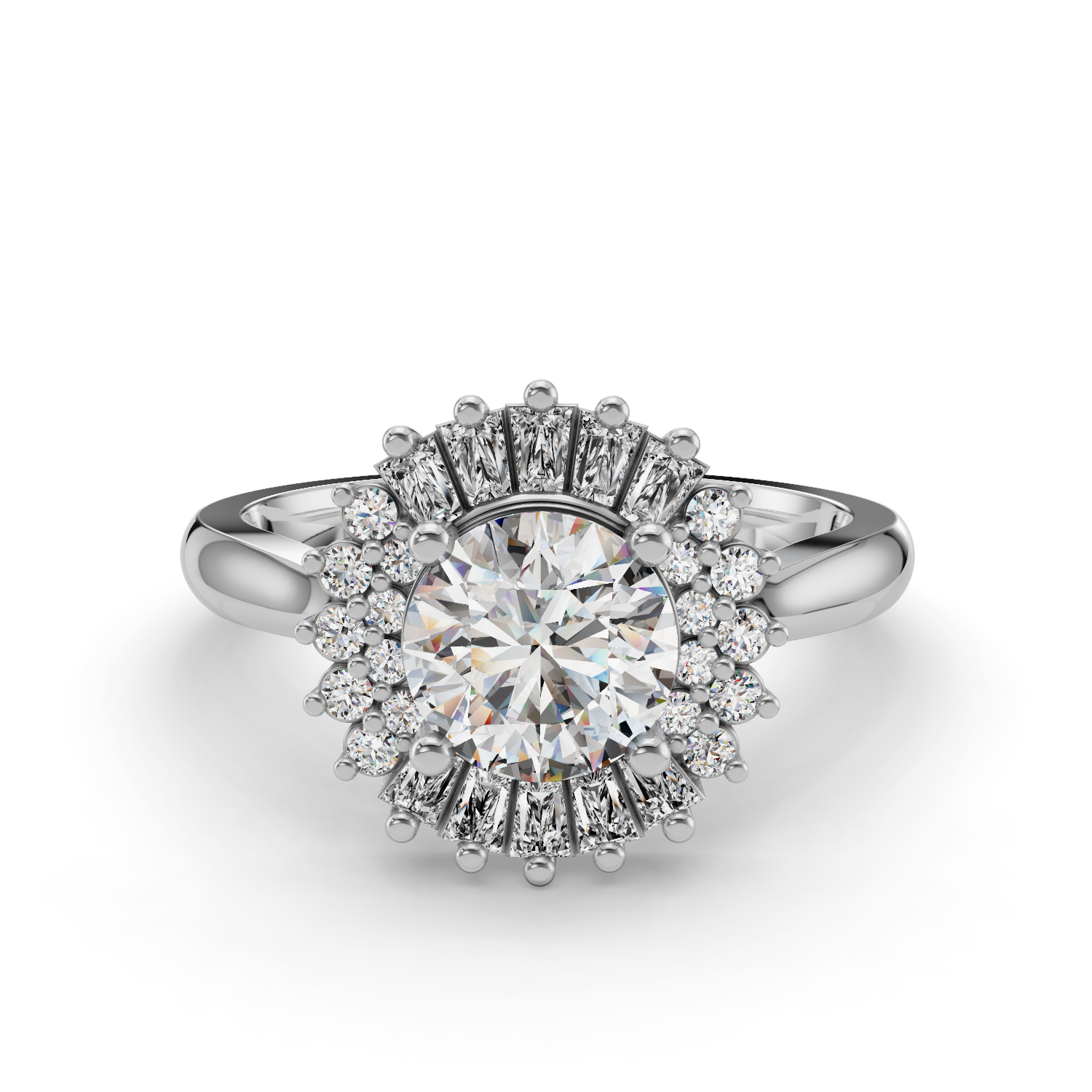 Amber Halo Engagement Ring