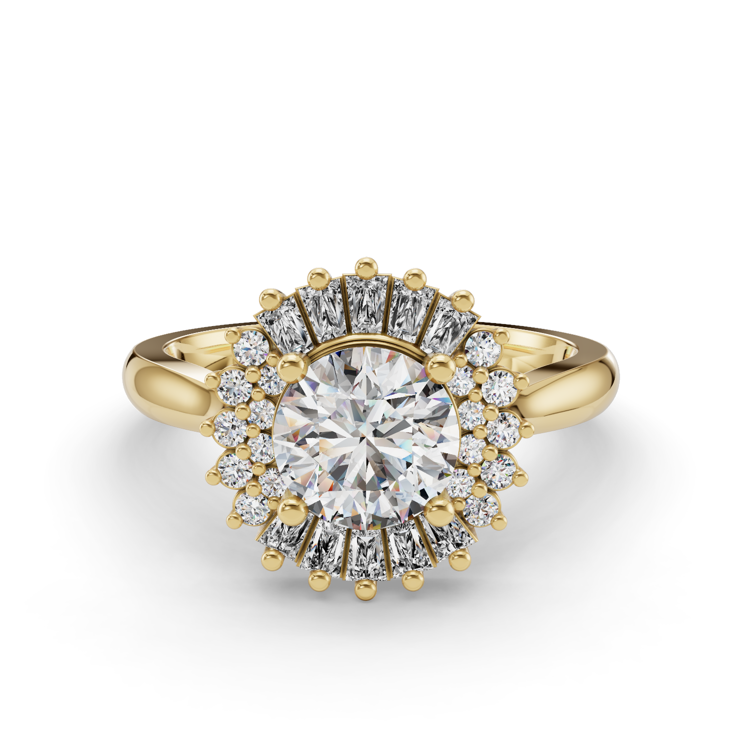 Amber Halo Engagement Ring