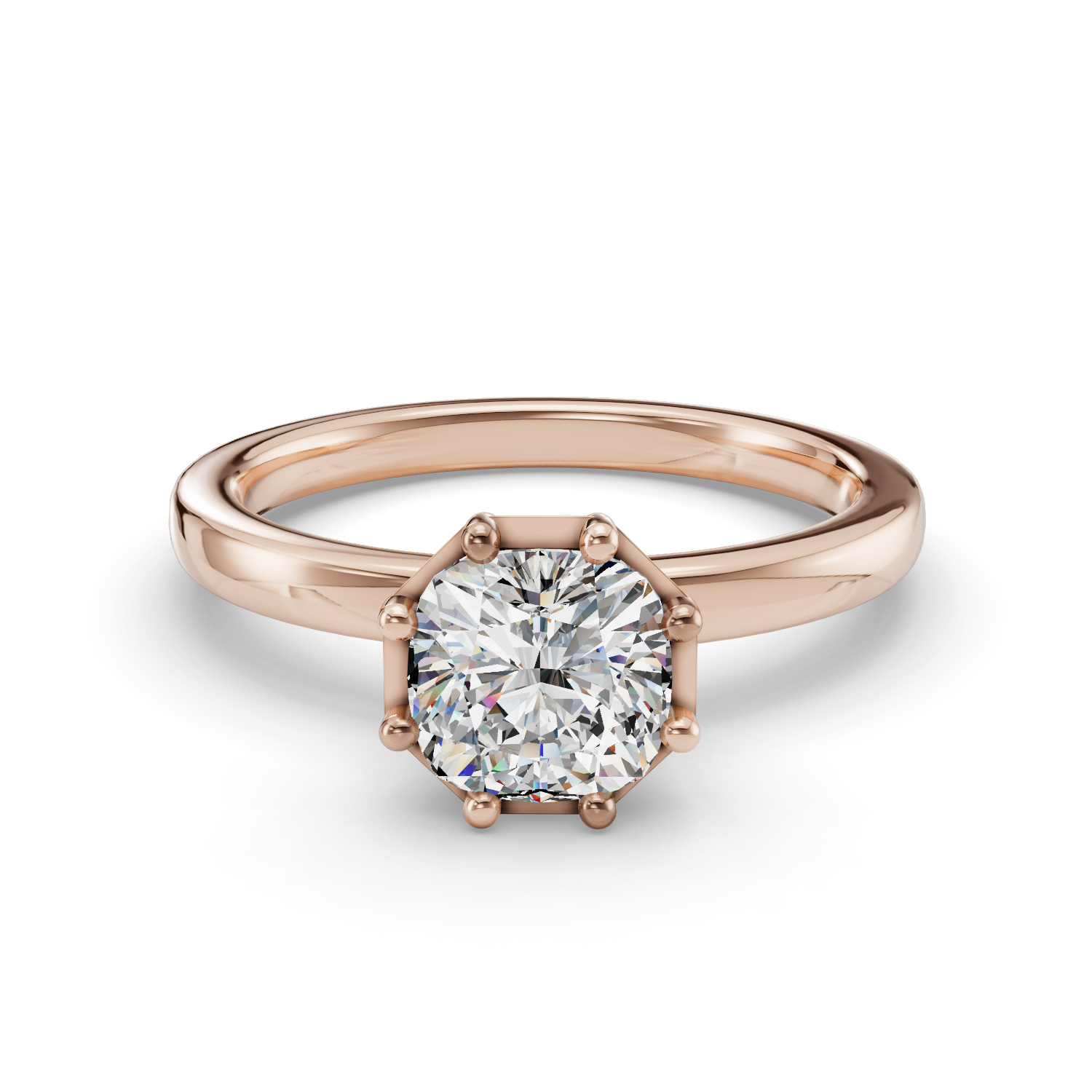 Hespera Eight-Prong Hidden Halo Engagement Ring