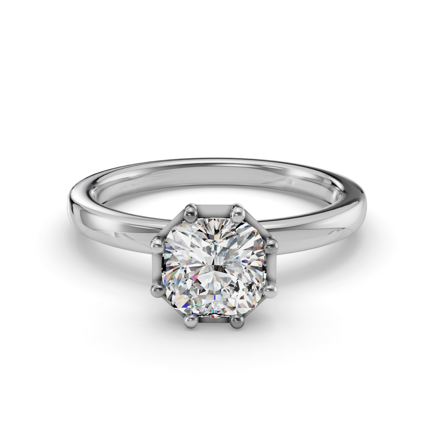 Hespera Eight-Prong Hidden Halo Engagement Ring