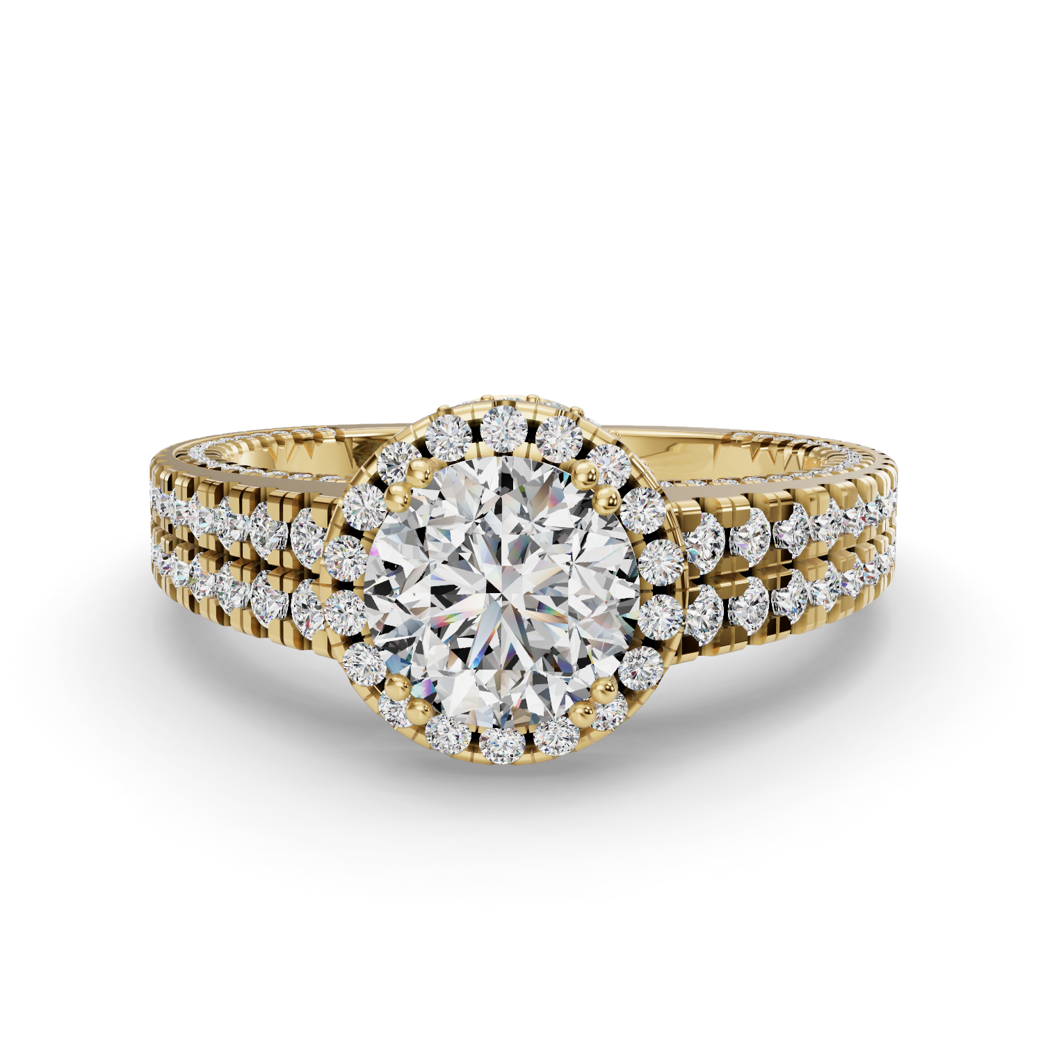 Gilded Dawn Halo Engagement Ring
