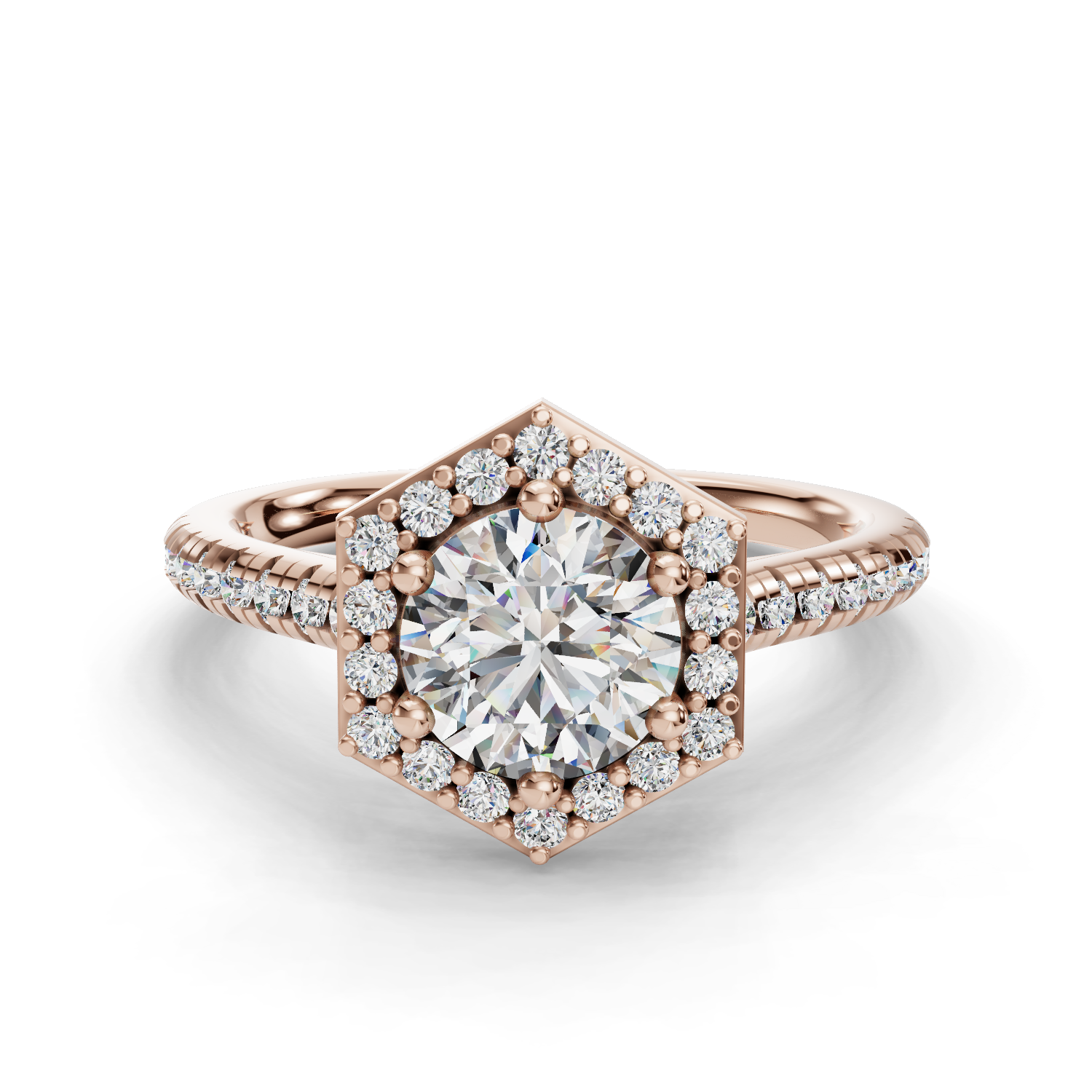 Ysolde Halo Half Coverage Engagement Ring