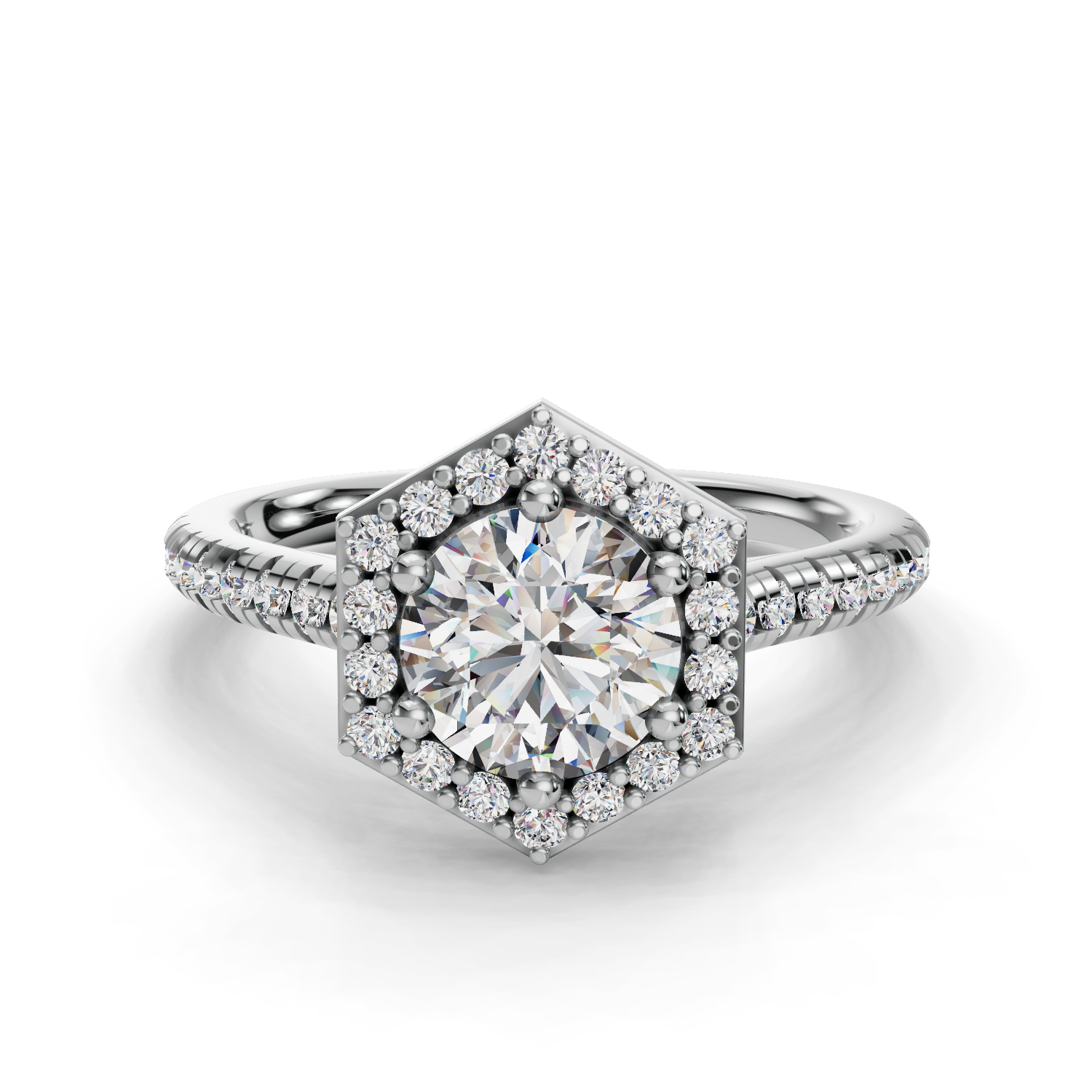 Ysolde Halo Half Coverage Engagement Ring