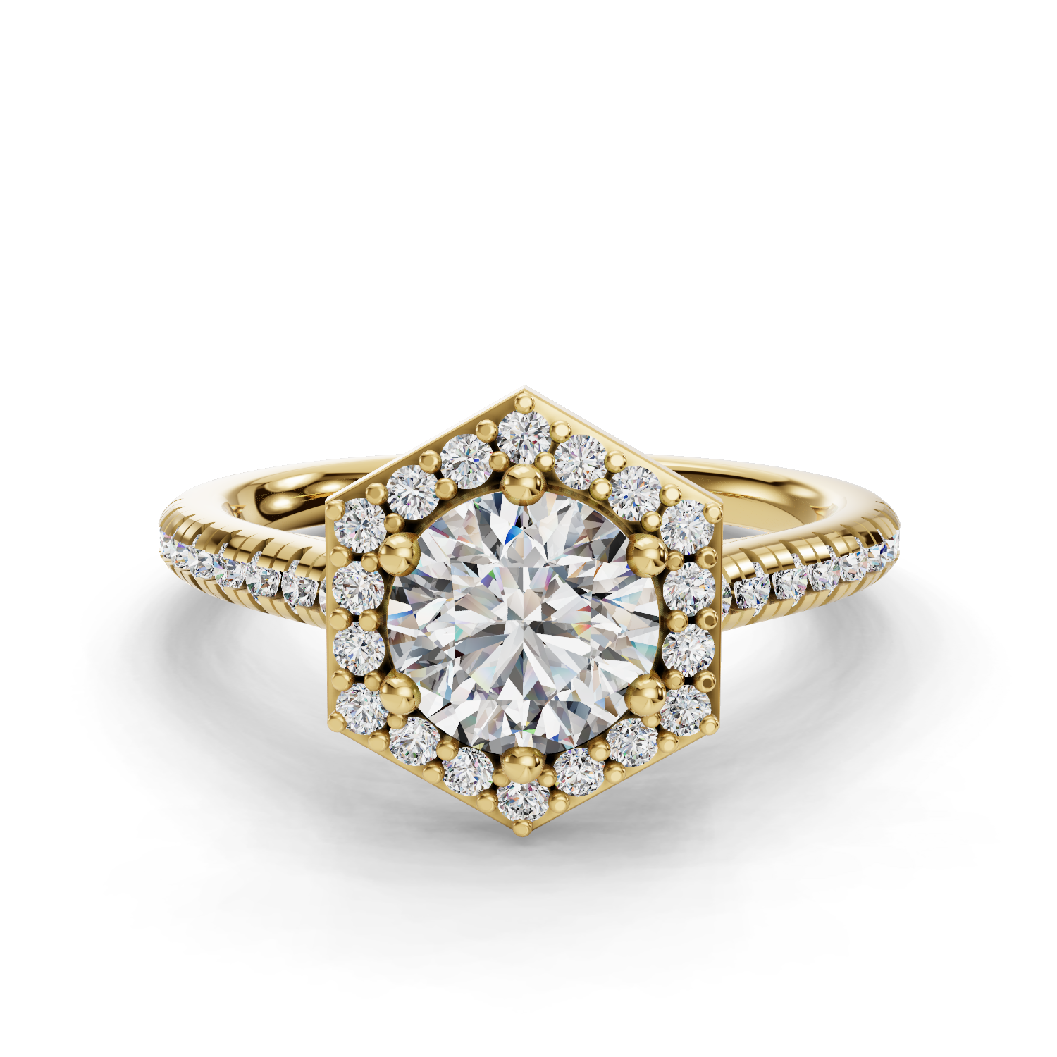 Ysolde Halo Half Coverage Engagement Ring