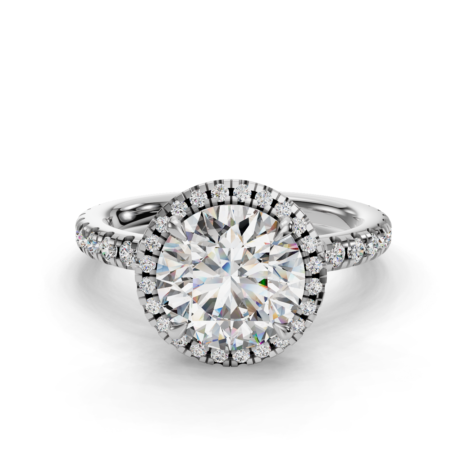 Dahlia Halo Three-Quarter Coverage Engagement Ring