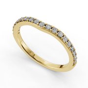 Gold ring with diamonds on a white background