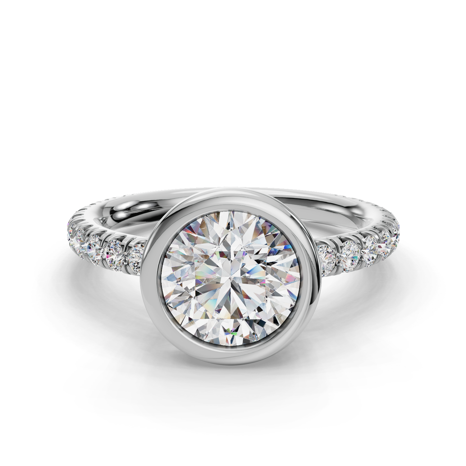 Luminous Bezel Three-Quarter Coverage Engagement Ring