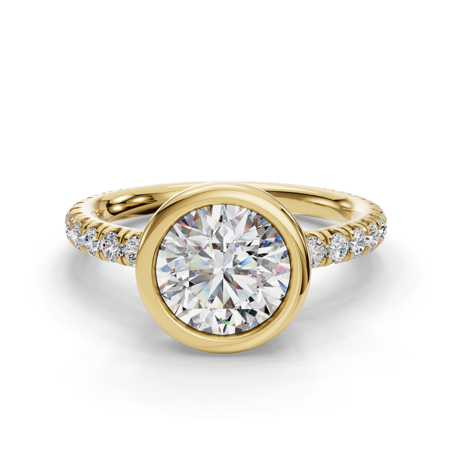 Luminous Bezel Three-Quarter Coverage Engagement Ring