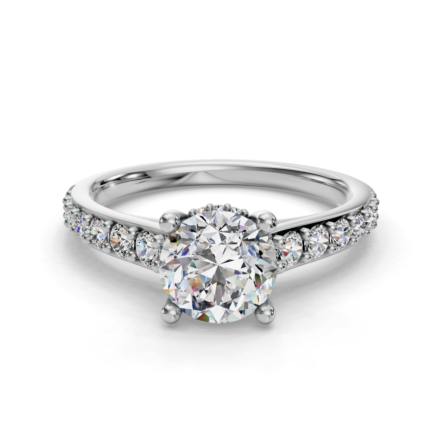 Crystal Half Coverage Engagement Ring