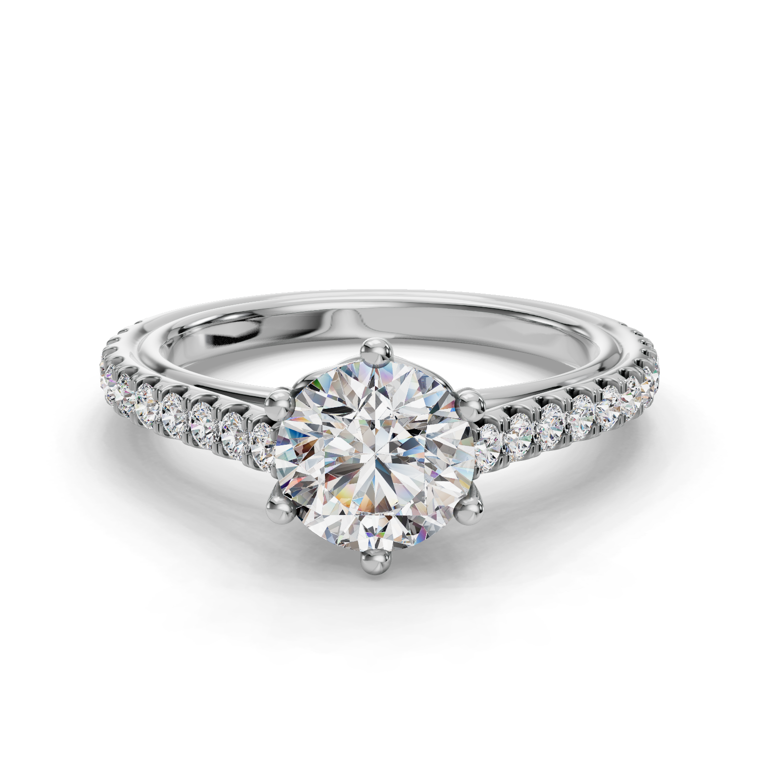 Aurora Six-Prong Half Coverage Engagement Ring