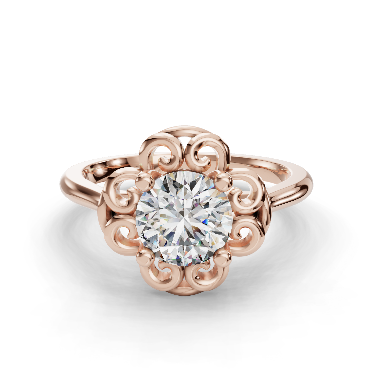 Hearts Intertwined Bezel Engagement Ring