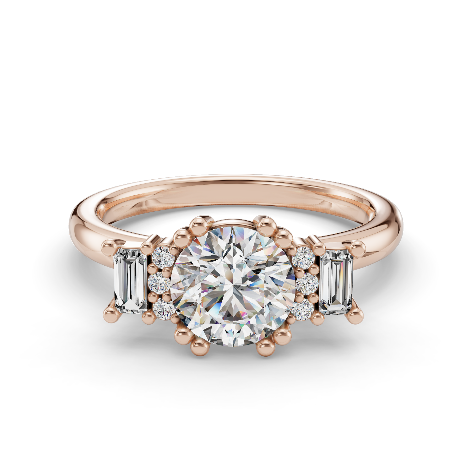 Azure Three Stone Engagement Ring