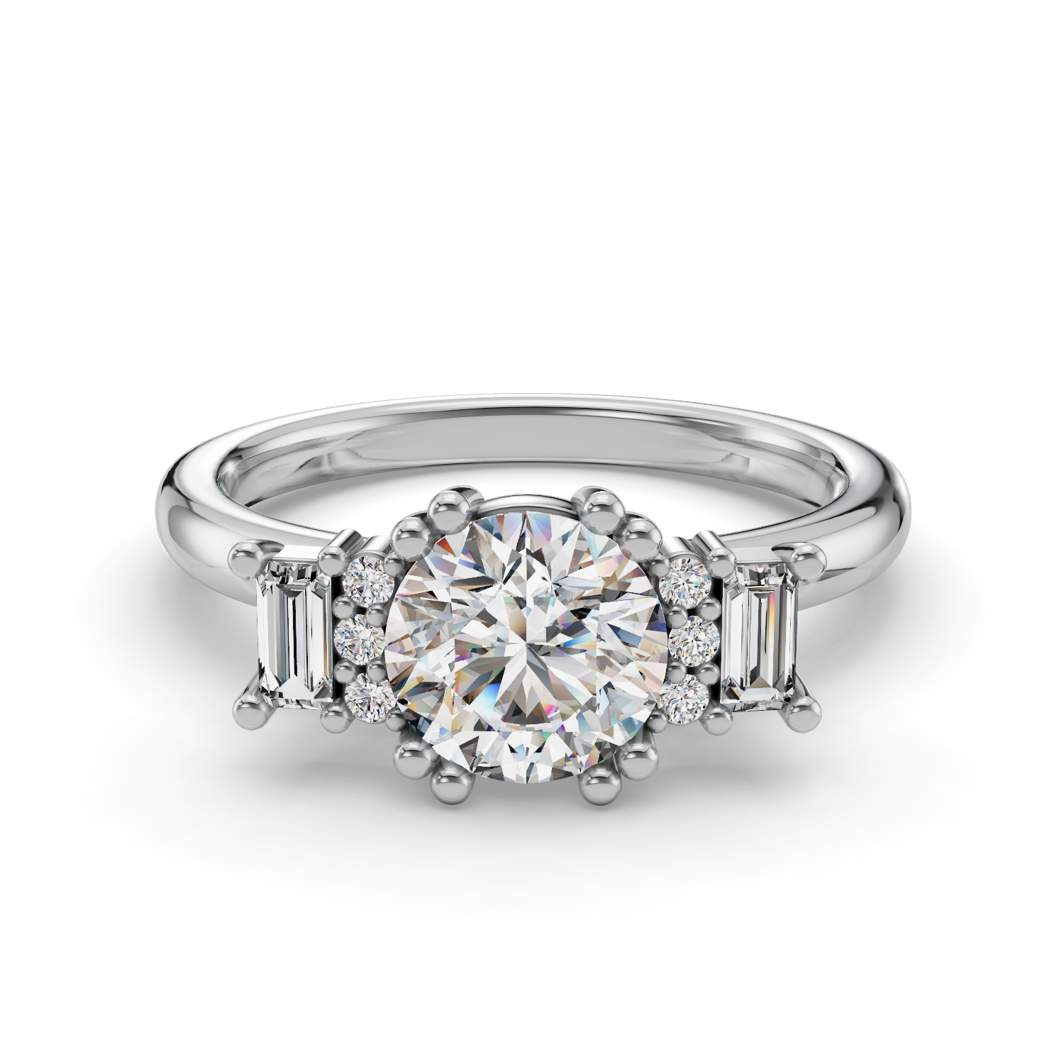 Azure Three Stone Engagement Ring