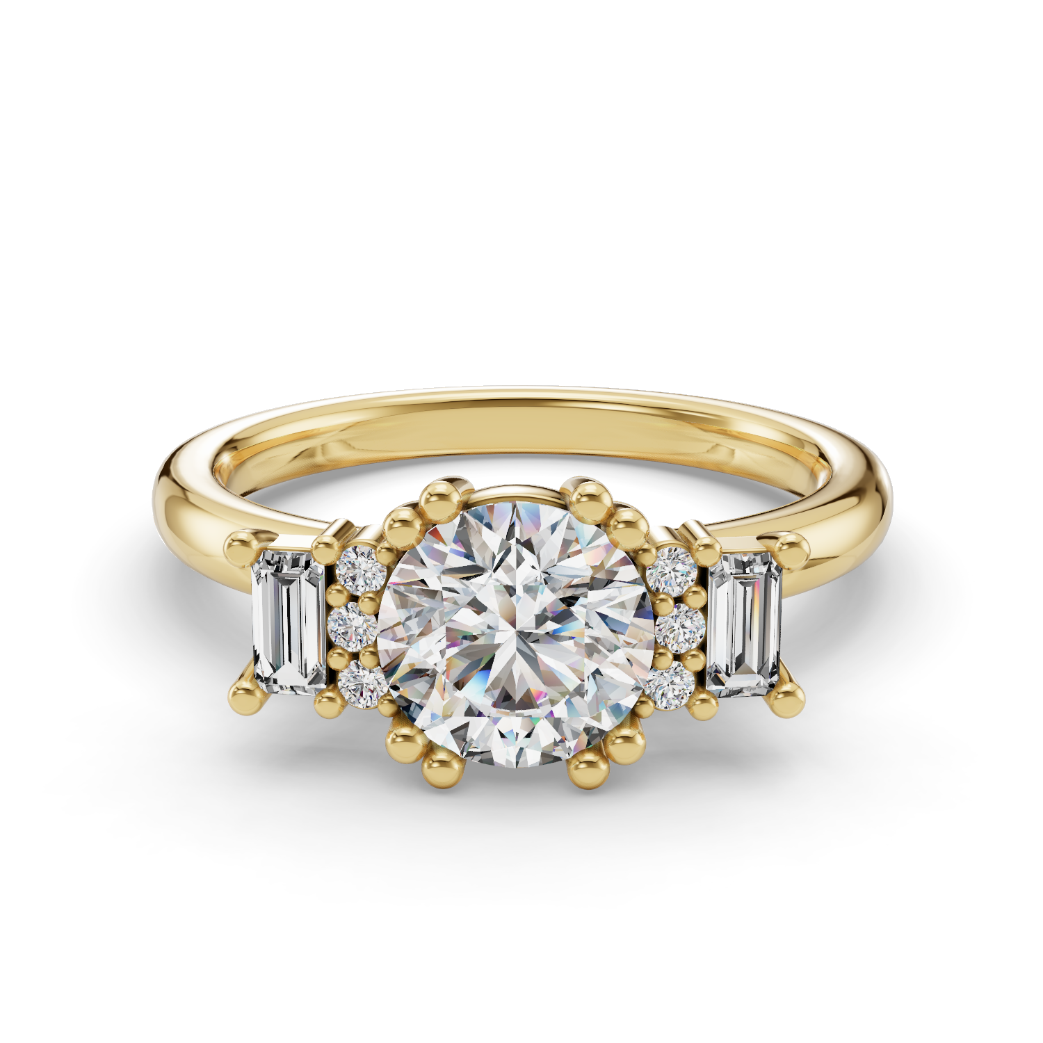 Azure Three Stone Engagement Ring