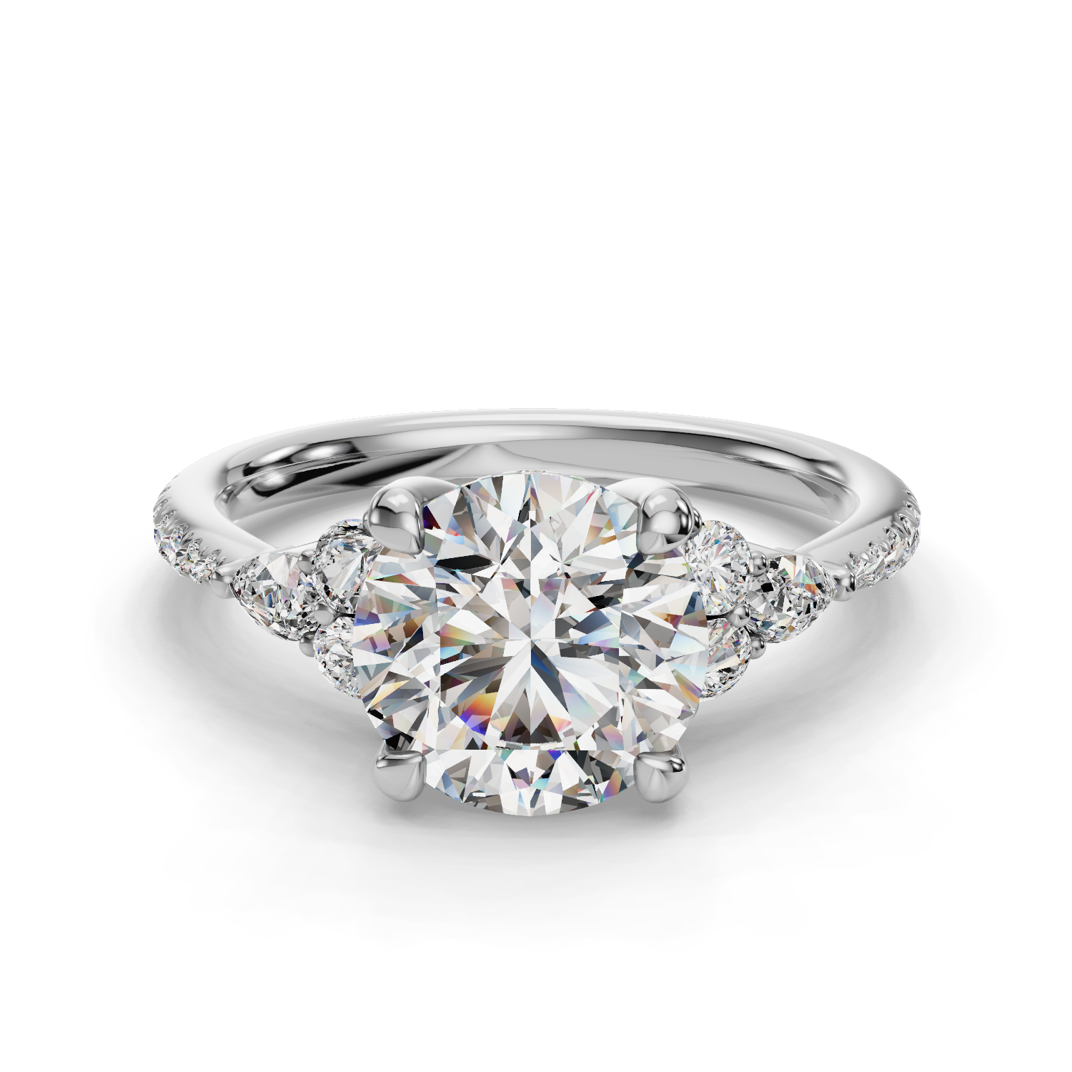 Solstice Three Stone Pave Engagement Ring