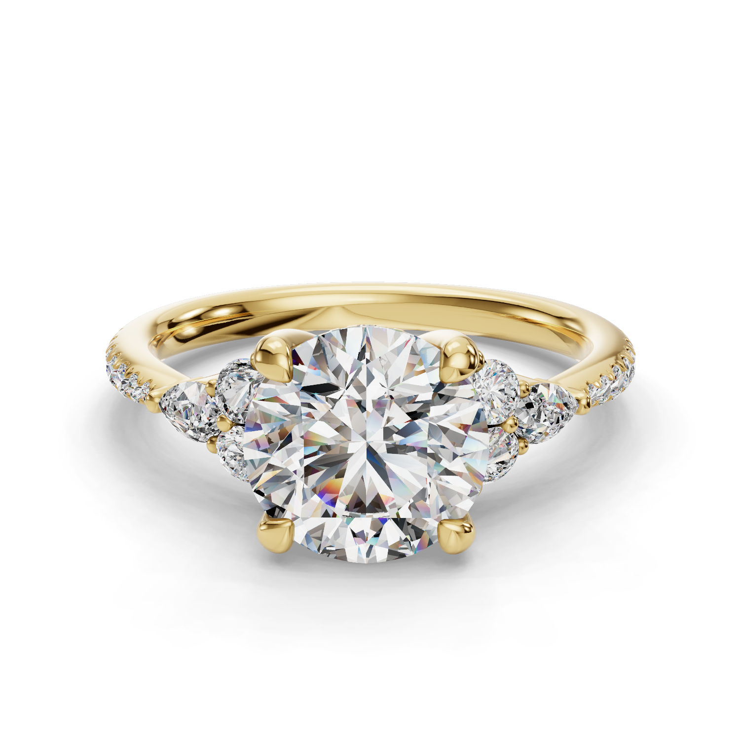 Solstice Three Stone Pave Engagement Ring
